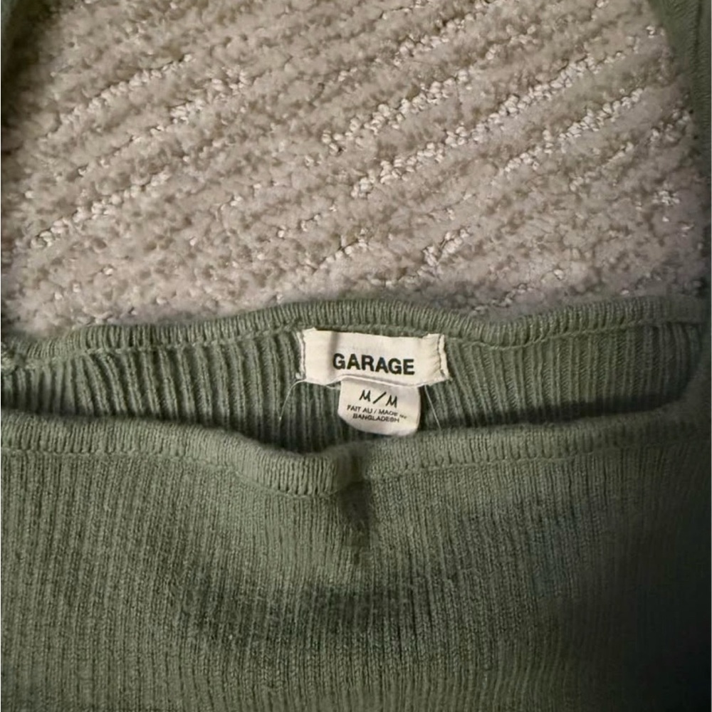 Garage Olive Ribbed Cropped Tank - Picture 2 of 2
